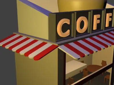 Coffee Shop Low Poly 3D model