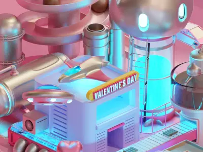 chocolate  factory Valentine Low-poly 3D model