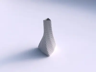 Vase twist tilted triangle with diagonal grid bulges 3D print model