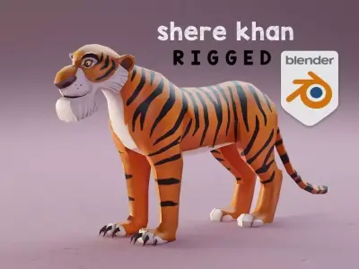 The Jungle book tiger - Shere Khan rigged Low-poly 3D model