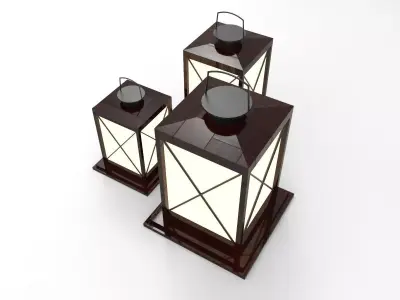 lantern I three wooden lanterns 3D model