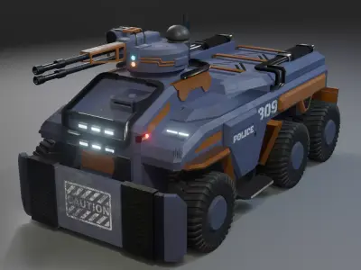 A police armored car model  LowPoly  Low-poly 3D model