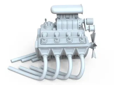 Car Engine 8 Cylinders 3D print model
