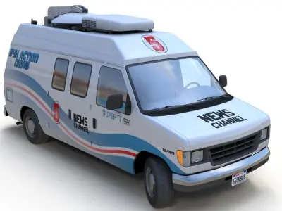 American generic newsvan Low-poly 3D model