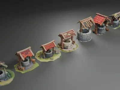 Stylized Wells Set 2 3D model