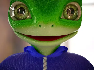 a character that looks like a frog or lizard 3D model