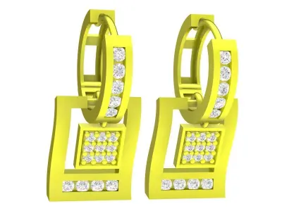 A6775 Luxury Korean Style Diamond Drop Hoop Earrings 3D print model