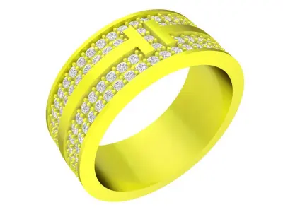 Luxury Multi Row Pave Diamond Ring for Men 4335 3D print model