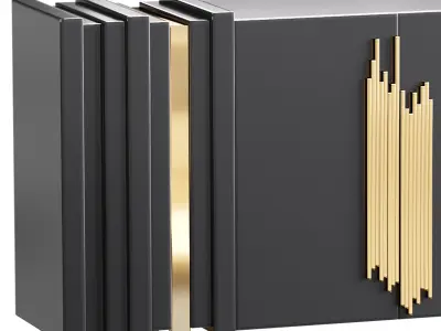 Luxury Sideboard Black Rectangular 3D model