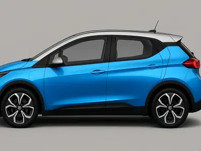 Blue and White Electric Car with a Modern Compact Design Low-poly 3D model