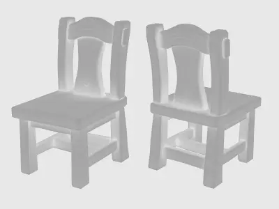 Stylized Wooden Chair 02 Low-poly 3D model