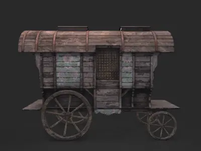 Medieval Wagon Low-poly 3D model