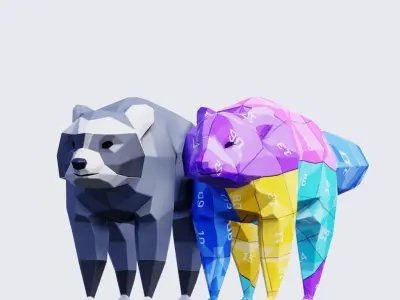 Raccoon Low-poly 3D model get