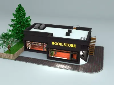 Stylized Book store Created in Maya  Free 3D model