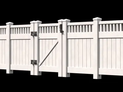 Wooden Fence set PBR 08 Low-poly 3D model