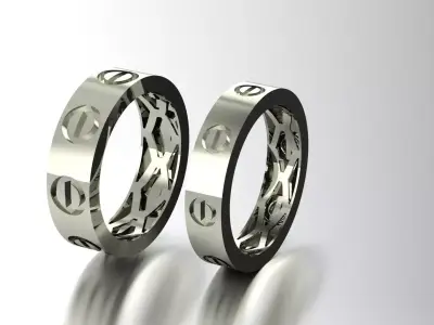 Modern Screw Pattern Rings Set Premium Jewelry 3D Model 3D print model