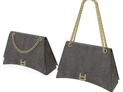Balenciaga Crush Medium Chain Bag Crocodile Brown Low-poly 3D model