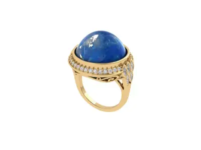 Solitaire Engagement Art Deco Ring 3D print model 17
