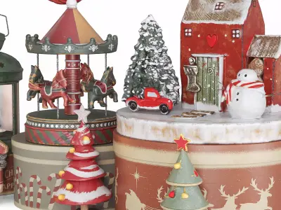 Vintage Christmas Decoration Set 3D model