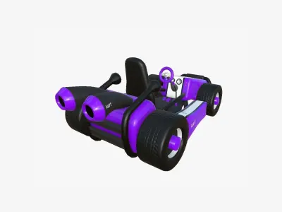 Cartoon Kart I04 Purple - Vehicle Racing Design Low-poly 3D model