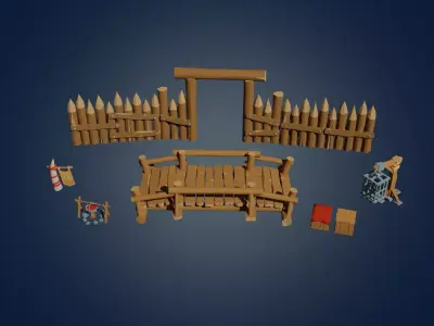 Goblins and Orcs Camp Props  Low-poly 3D model