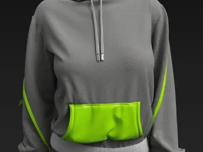 Sport Wear  Girls Hoodie N5 45 CLO3D ZPRJ FBX OBJ MTL  3D model