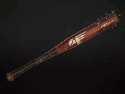 Nails Baseball Bat Low-poly 3D model