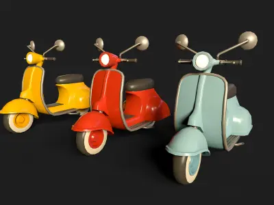 Stylized Retro Cars Low-poly 3D model
