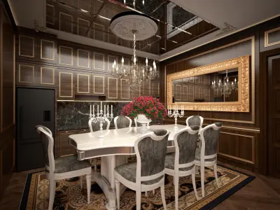 Classic Livingroom and Diningroom 3D model