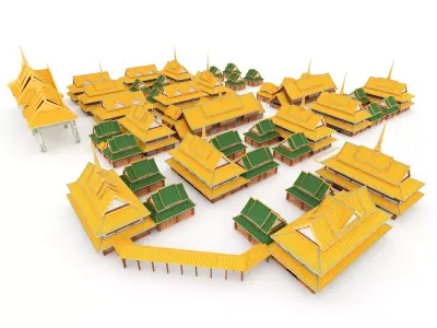 Thailand architecture Low-poly 3D model