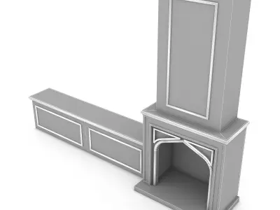 3D model fireplace tv unit Low-poly 3D model