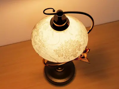 Luxury Decorative Table Lamp with Curved Metal Stand 3D model