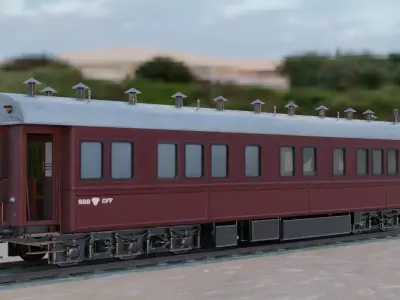 Steam Passengers Car Low-poly 3D model Low-poly 3D model