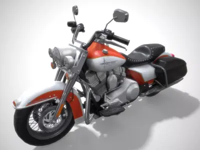 Harly Davidson FLHR Road  King motorcycle Low-poly 3D model