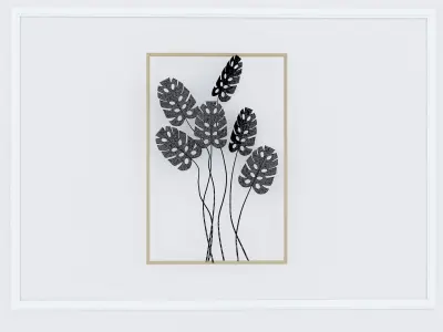 Decorative Metal plants with gold stainless  m11 3D model