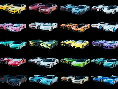 20x Low-Poly GENERIC Car PACK Low-poly 3D model