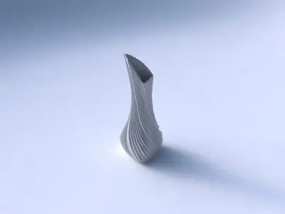 Vase puffy tappered triangle with twisted extruded lines 3D print model