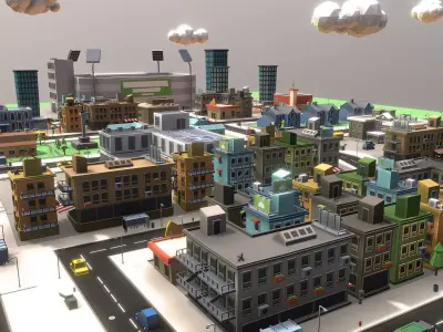 Low Poly Mini City Pack Low-poly 3D model