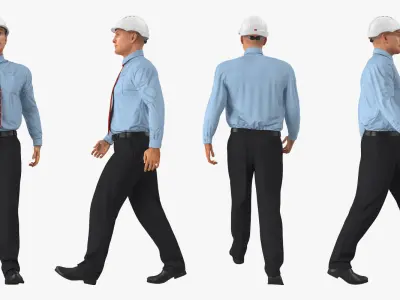 Construction Engineer in Hardhat Rigged for Maya 3D model