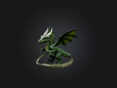 Realistic Forest Dragon Model Low-poly 3D model