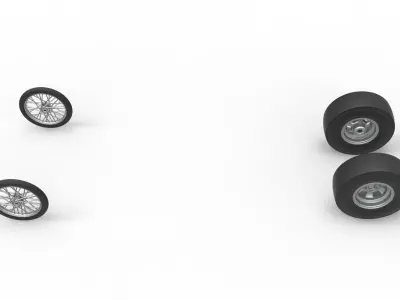 Wheel set of Vintage Front engine dragster Scale 1 to 25 3D print model