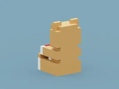 Voxel Bear Love Low-poly 3D model