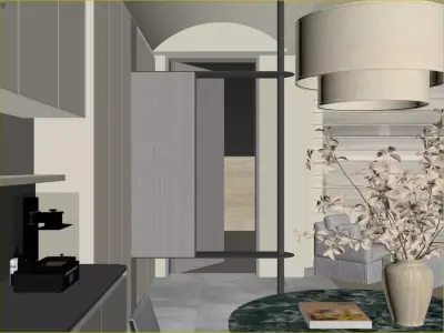 Living Room and Kitchen Scene for Cinema 4D and Octane Render 3D model