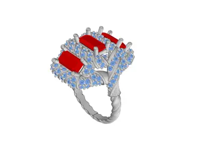 Luxury Ruby and Diamond Statement Ring 3D print model