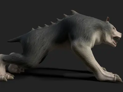 Monster Wolf Rigged And Animated Low-poly 3D model