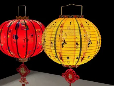 Chinese red lantern 3D model 88