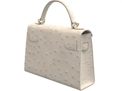 Hermes Kelly Bag Cream Ostrich Low-poly 3D model