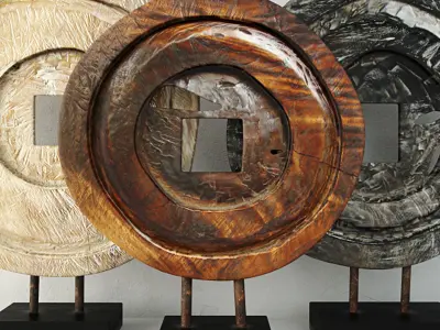 Suar Wood Table Top Decoration 3D model