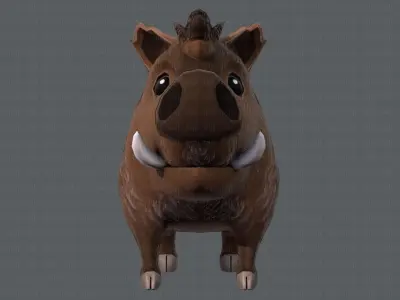 Boar Cartoon Low-poly 3D model