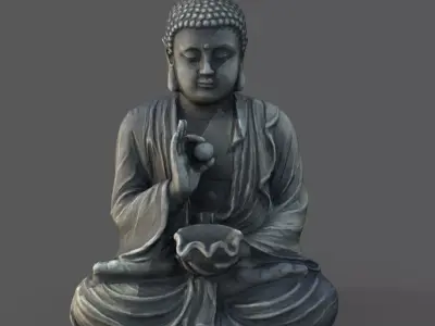 Buddha with ball Low-poly 3D model